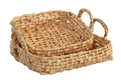 Tru Outdoor Luxury Square Tray Water Hyacinth Set of 2 (Colour Natural) product_description Serving Trays.