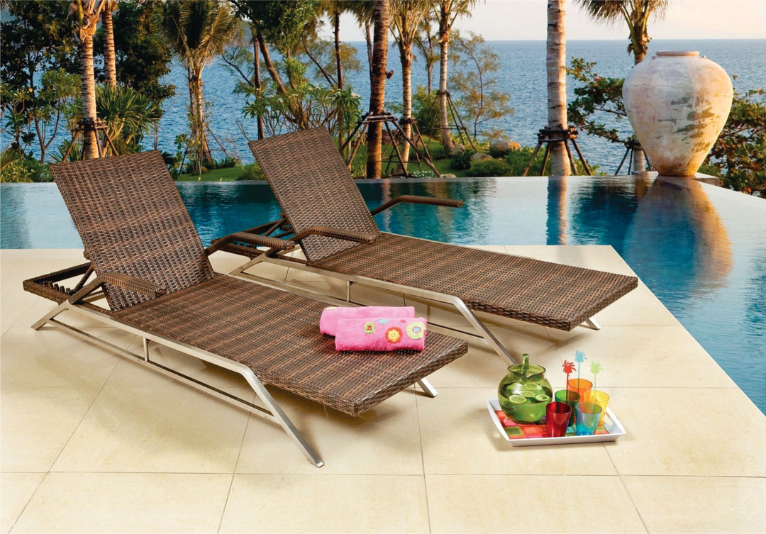 Sunray Outdoor Sun Lounger without cushion Colour Wood Series