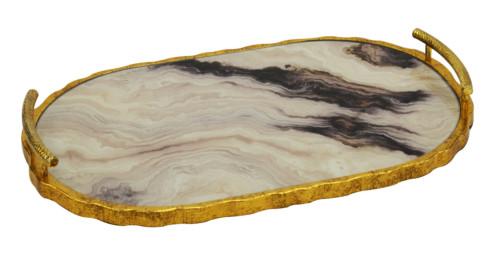 Tru Outdoor Luxury Glass Tray Marble (Colour Creme) product_description Serving Trays.