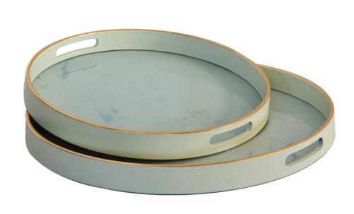 Tru Outdoor Luxury Glass Tray Marble Set of 2 (Colour White) product_description Serving Trays.